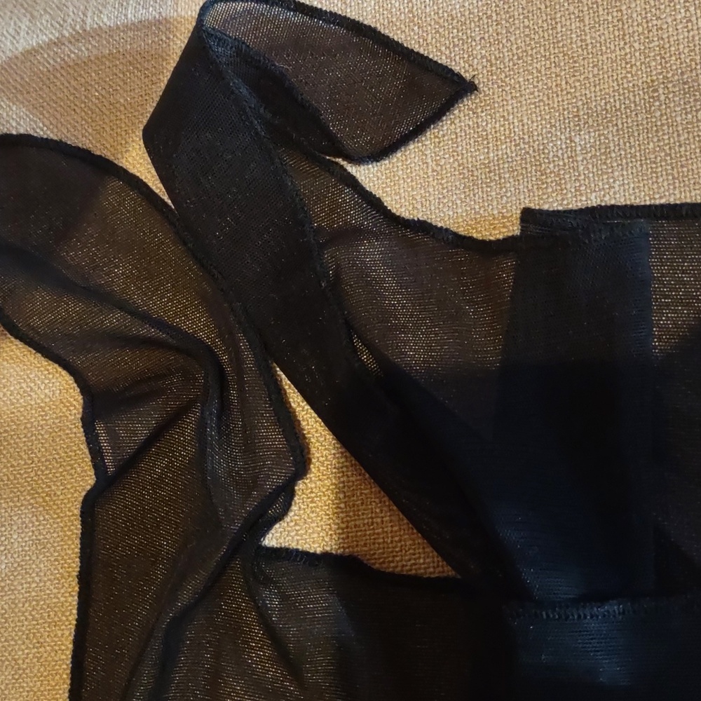 Black Sheer Bathing Suit Cover Wrap, Skirt - Picture 4 of 7